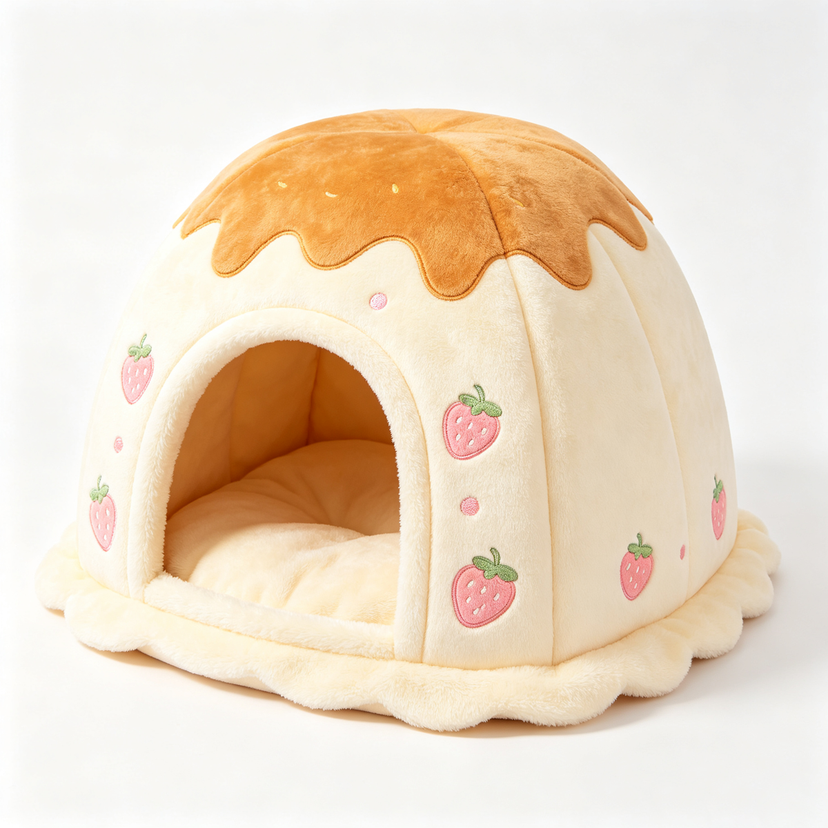 Strawberry Cake Shaped Enclosed Cat Bed