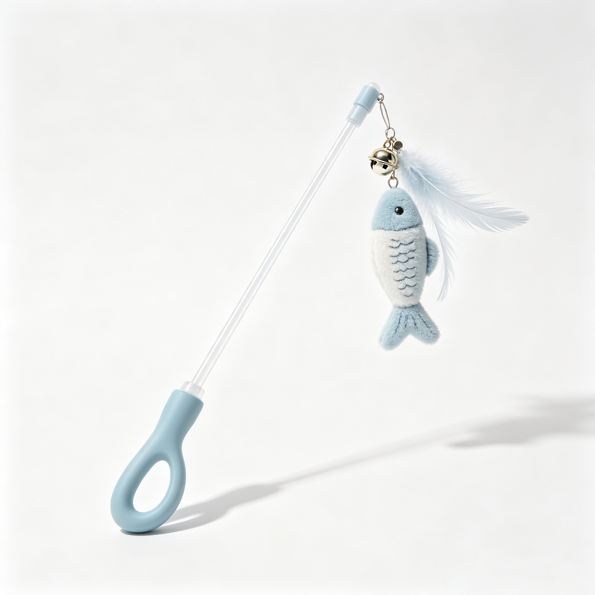 Blue‑White Fish & Feather Cat Wand