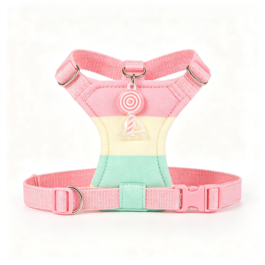 Pastel Striped Lollipop Charm Pet Harness