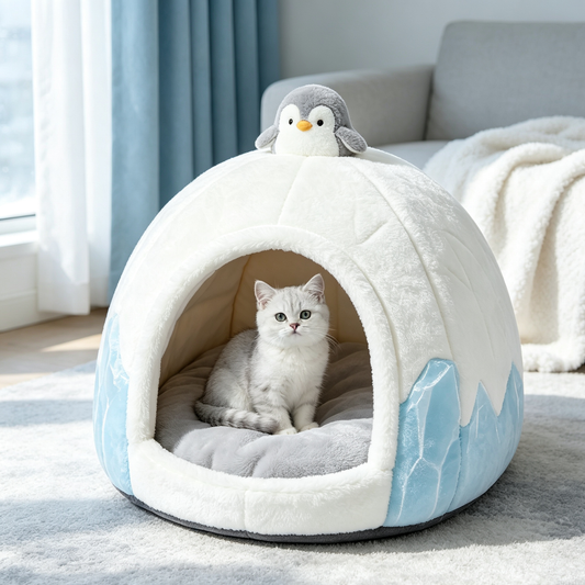 Penguin Ice Igloo Cat Bed