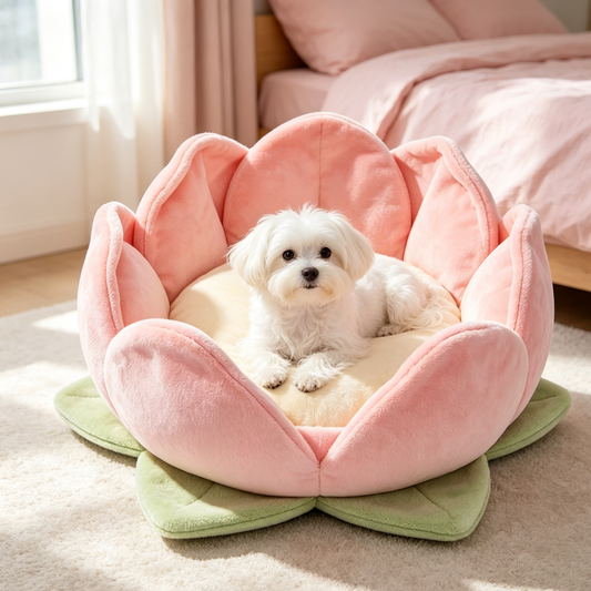 Pink Lotus Flower Open Pet Sofa Bed
