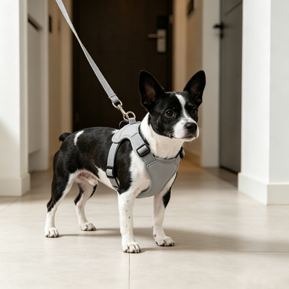 Minimalist Solid Grey Padded Dog Harness