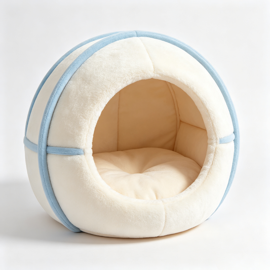 Round Sphere Plush Enclosed Cat Bed