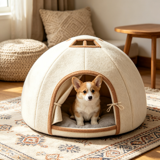 Felt Dome Igloo‑Style Cat Cave Bed