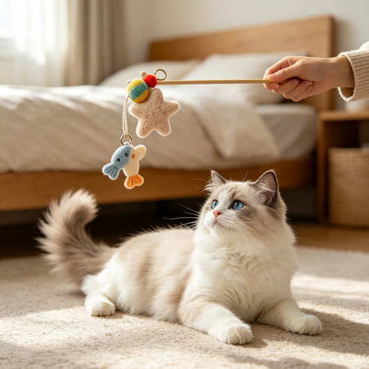 Star & Small Fish Plush Cat Interactive Wand