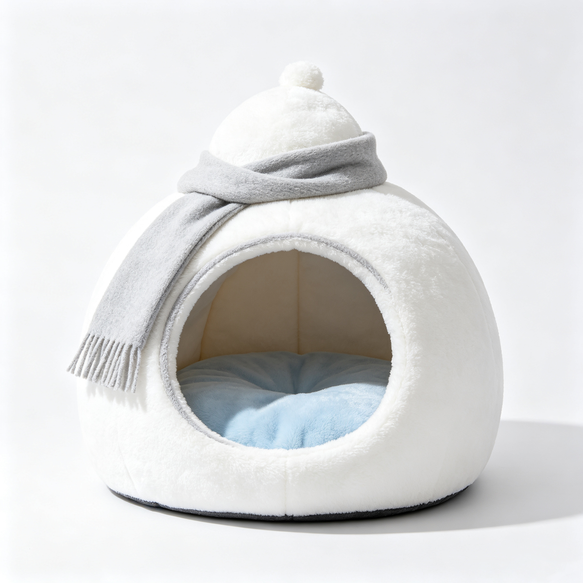 Snowman Dome Enclosed Cat Bed