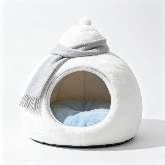 Snowman Dome Enclosed Cat Bed