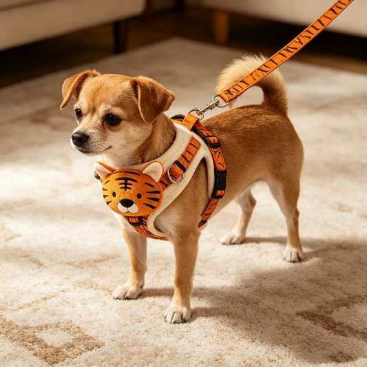 3D Plush Tiger Head Pet Harness