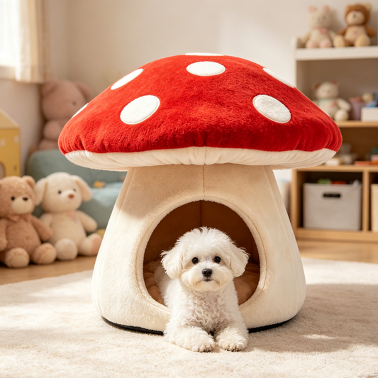 Red Mushroom House Pet Bed