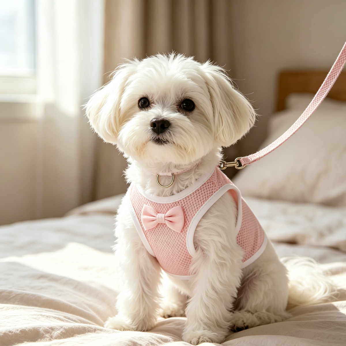 Sweet Bow‑knot Mesh Pet Harness Vest