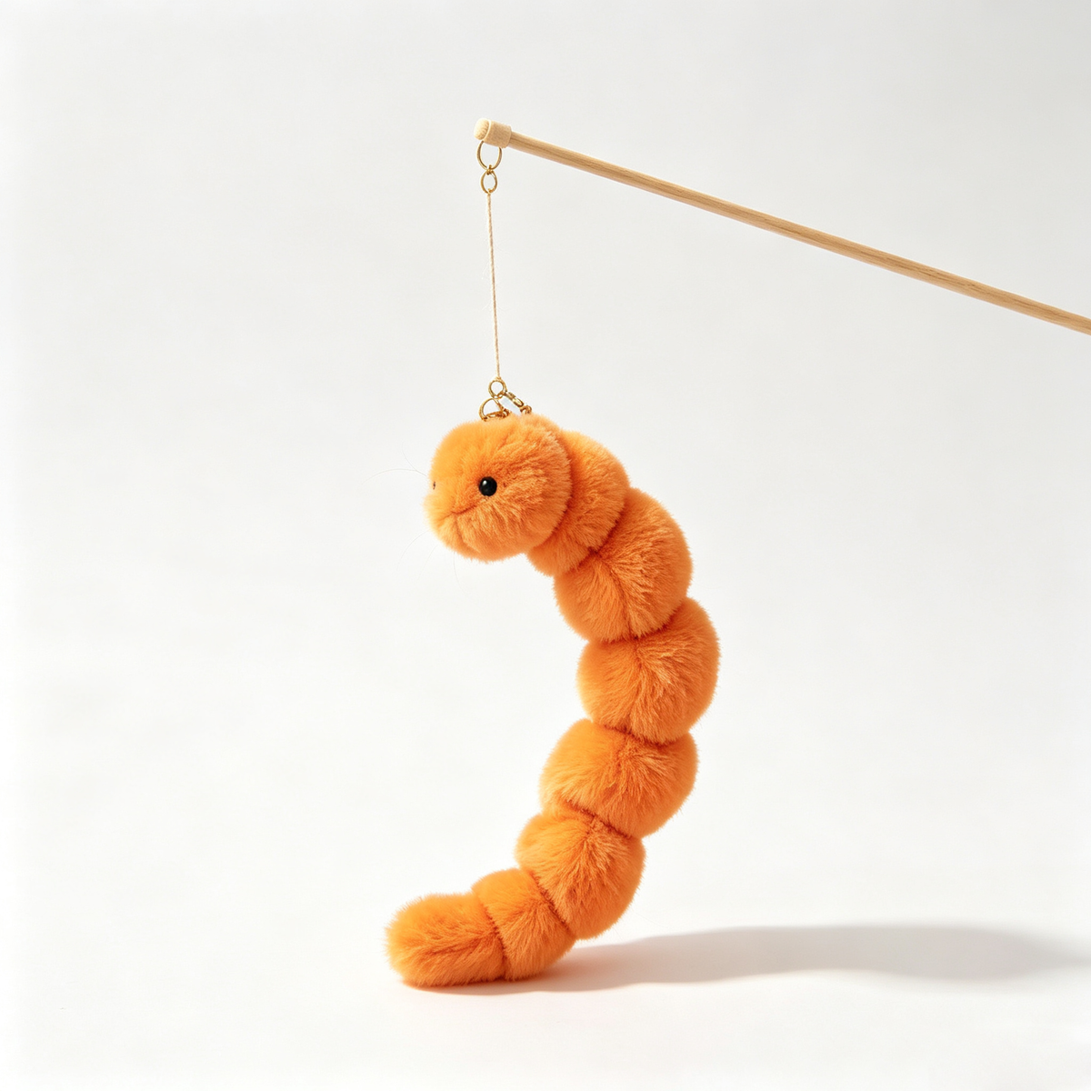 Plush Worm Interactive Cat Wand Toy