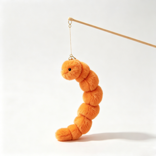 Plush Worm Interactive Cat Wand Toy