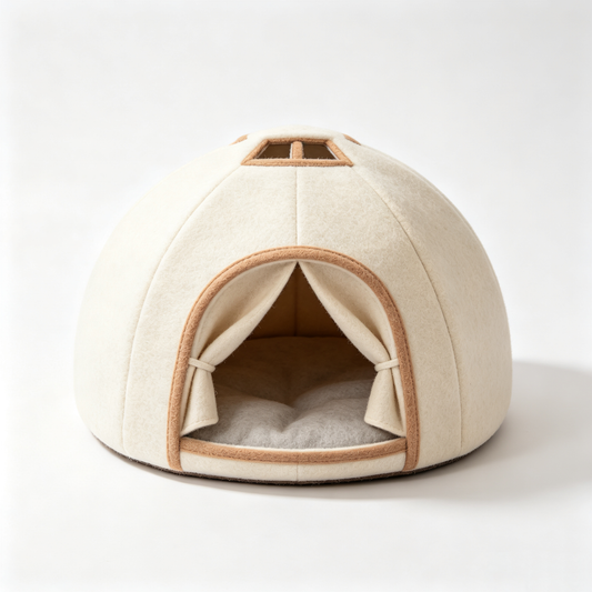 Felt Dome Igloo‑Style Cat Cave Bed