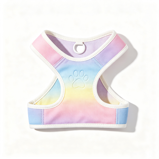 Gradient Rainbow Paw Embossed Pet Harness
