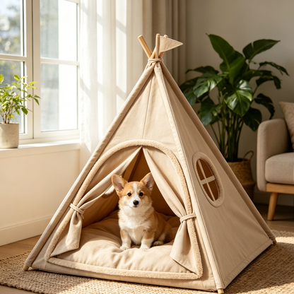 Canvas Teepee Tent Pet Bed