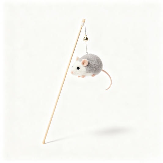 Plush Mouse Cat Wand Toy with Bell