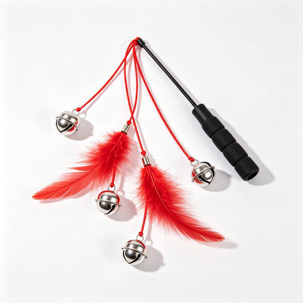 Red Feather & Multi‑Bell Cat Play Wand