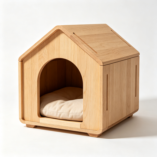 Solid Wood Pet House Bed