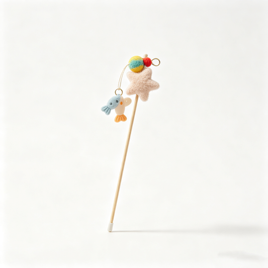 Star & Small Fish Plush Cat Interactive Wand