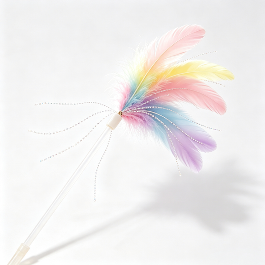 Rainbow Feather Cat Teaser Stick