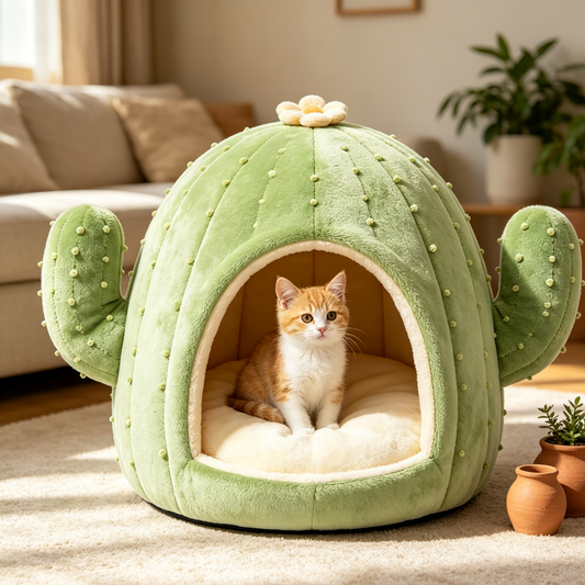 Cactus Shaped Warm Cat Cave Bed