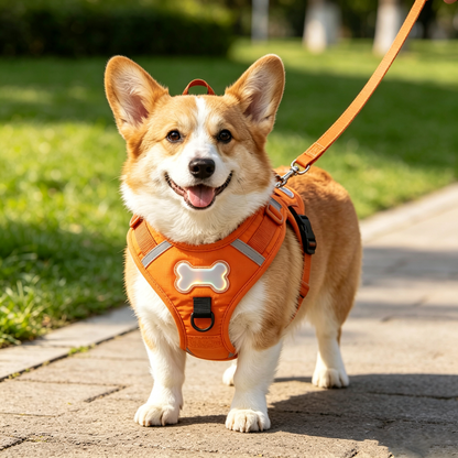 Reflective Bone‑Patch No‑Pull Dog Harness