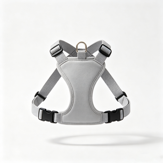 Minimalist Solid Grey Padded Dog Harness